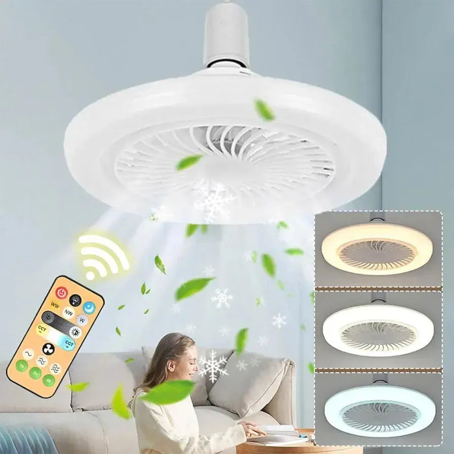 AeroGlow 2in1 – Ventilador de Techo Silencioso + Lámpara LED Regulable (Control Remoto)