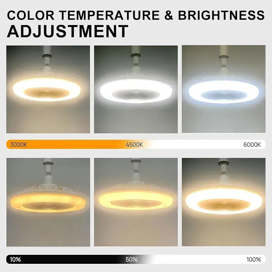 AeroGlow 2in1 – Ventilador de Techo Silencioso + Lámpara LED Regulable (Control Remoto)