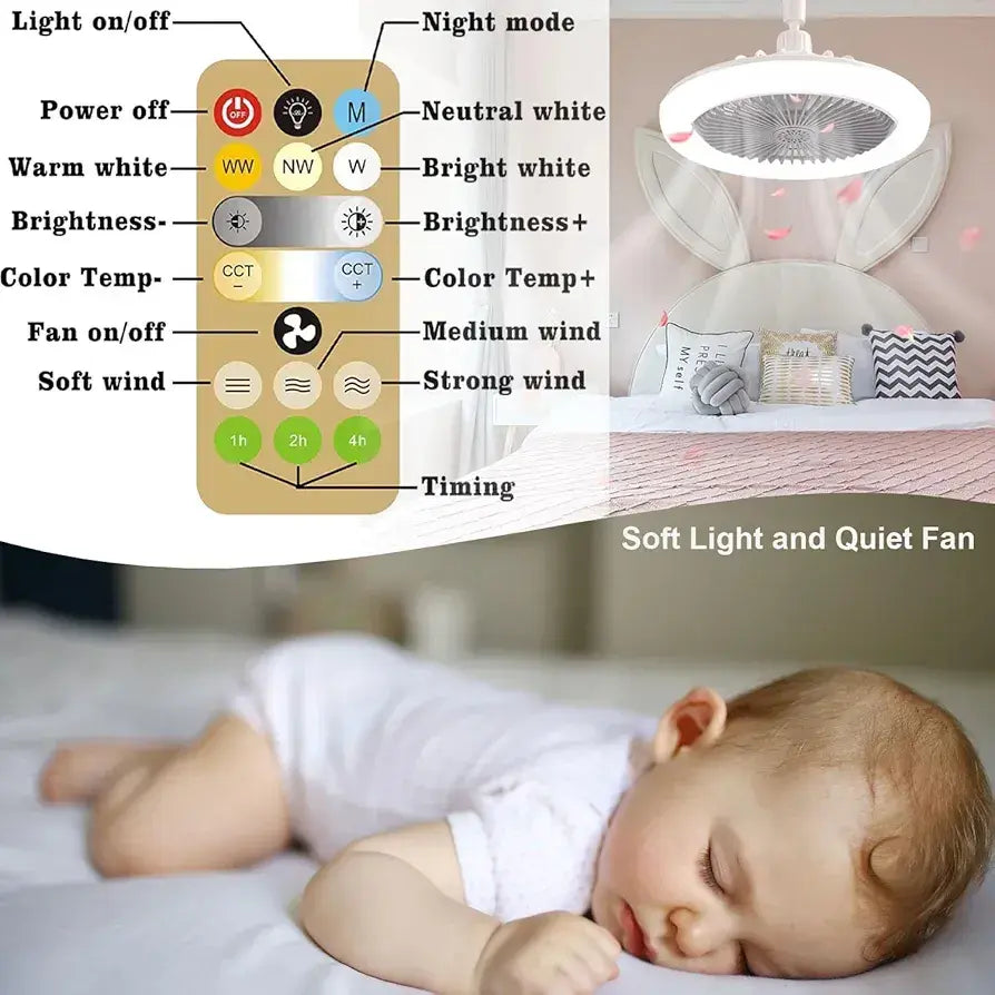 AeroGlow 2in1 – Ventilador de Techo Silencioso + Lámpara LED Regulable (Control Remoto)