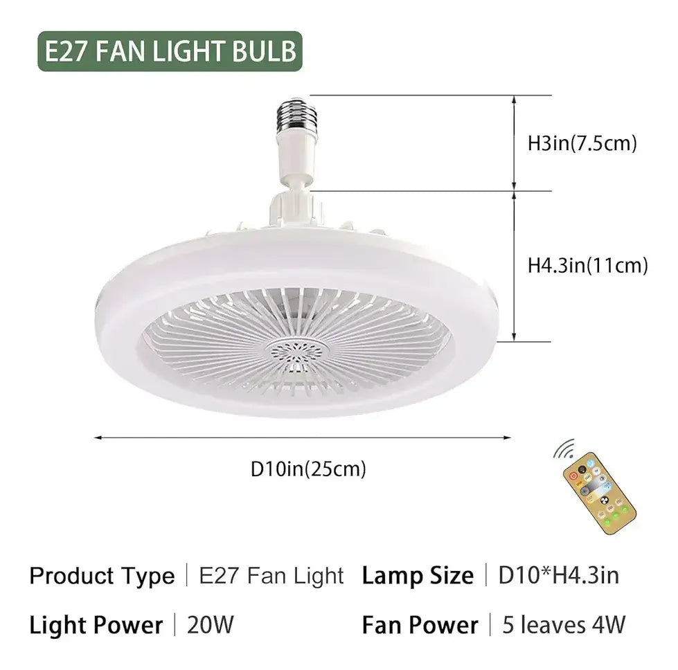 AeroGlow 2in1 – Ventilador de Techo Silencioso + Lámpara LED Regulable (Control Remoto)